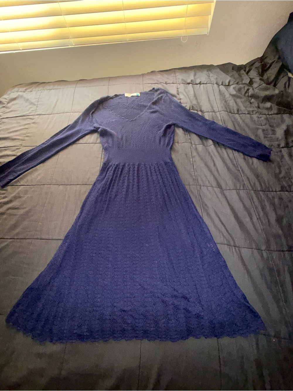 sparrow Navy Long-Sleeve Knit A-Line Dress